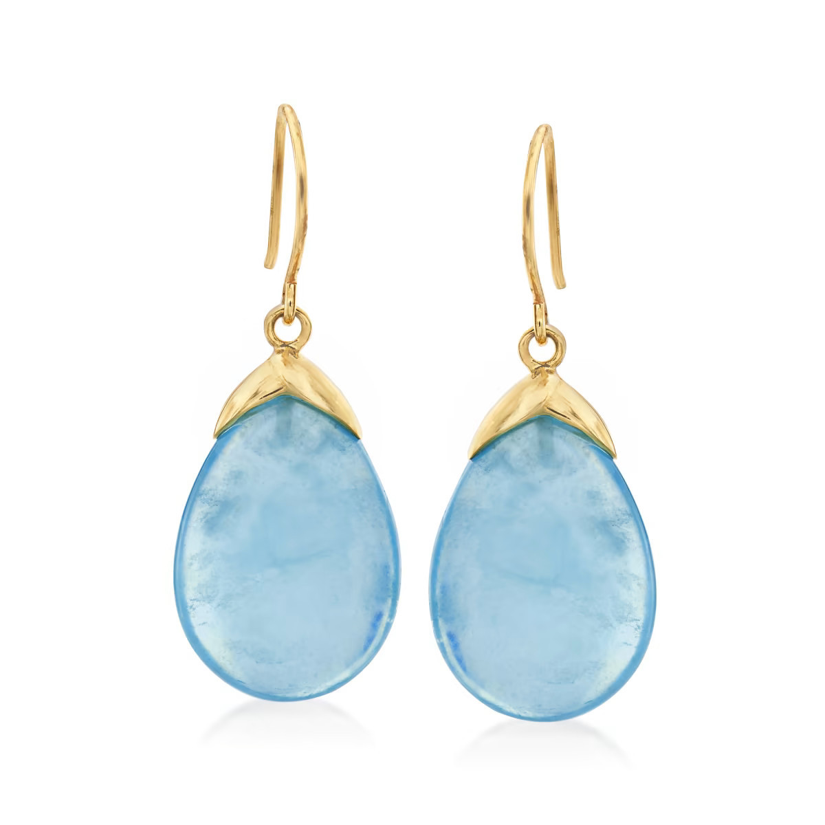 19.50 ct. t.w. Aquamarine Drop Earrings in 14kt Yellow Gold | Ross-Simons