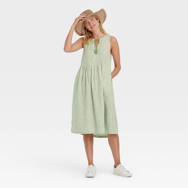 Women's Sleeveless Linen Tie-Front Dress - Universal Thread™ | Target