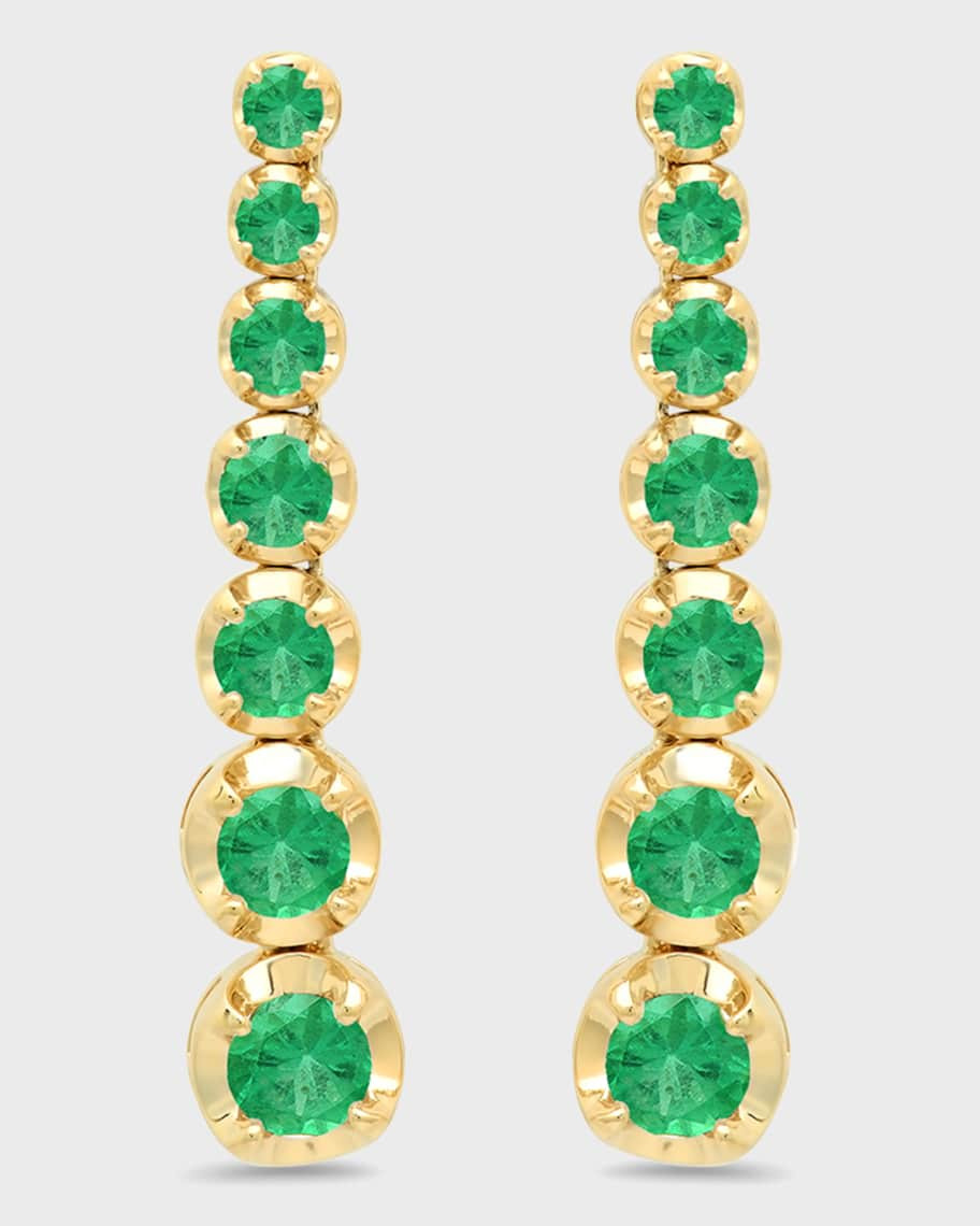 Jennifer Meyer 18k Gold 7-Emerald Tennis Stud Earrings | Neiman Marcus