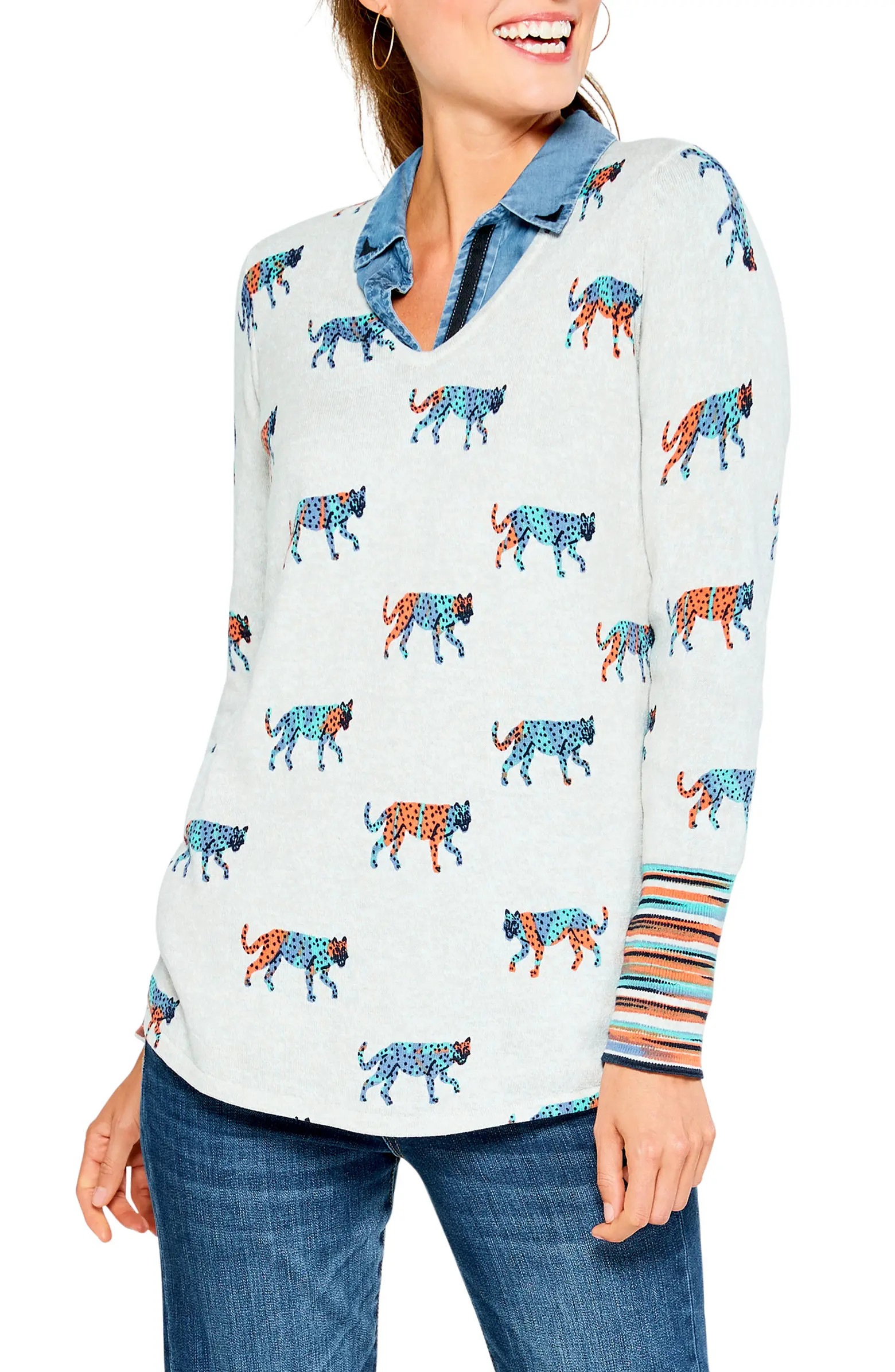 Vital Leopards V-Neck Sweater | Nordstrom