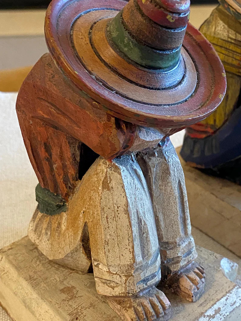 Vintage Dated 1939 Folk Art Southwest Wooden Sleeping Siesta Man Bookends - Etsy | Etsy (Global)