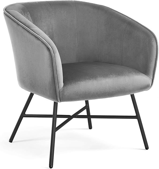 YAHEETECH Accent Chair Armchair Living Room Chair Upholstered Barrel Chair Velvet Comfy Lounge Ch... | Amazon (US)