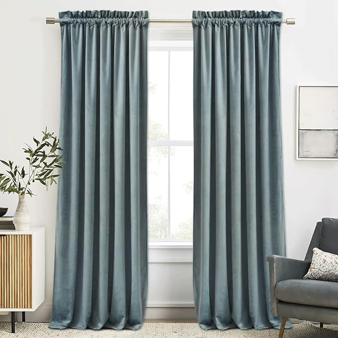 RYB Home 120 inch Velvet Curtains for Living Room - Extra Long Luxury Picture Window Drapes Light... | Amazon (US)