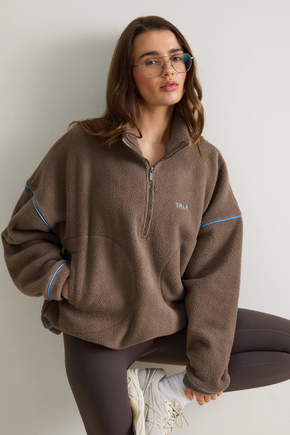 1/4 Zip Fleece Jacket - Cortado Brown | TALA (UK)
