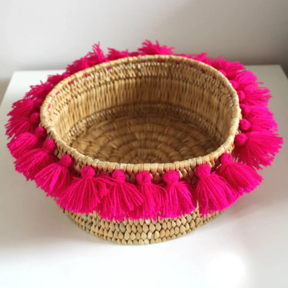 AtelierBOEMIA Straw And Cotton Decorative Basket | Wayfair North America