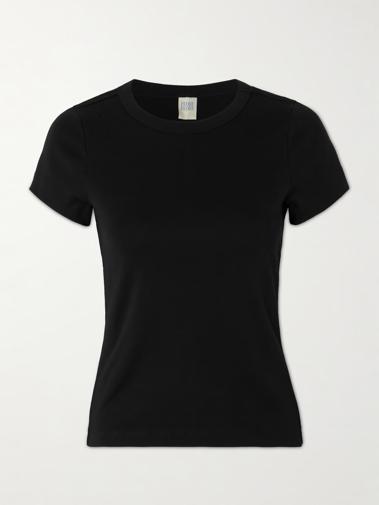 FLORE FLORE - Car Baby Tee Ribbed Organic Cotton-jersey T-shirt - Black | NET-A-PORTER (US)