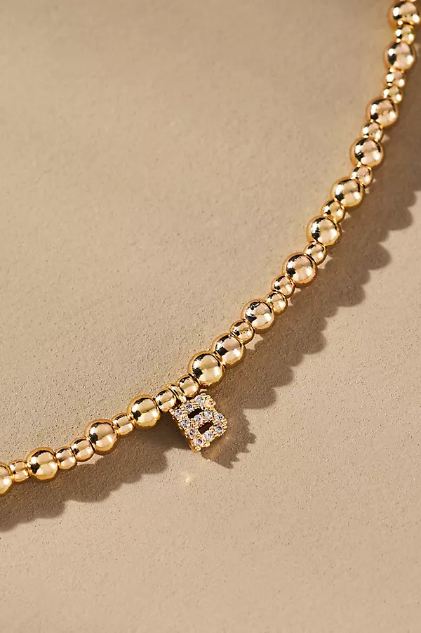 Beaded Mini Bubble Letter Monogram Necklace | Anthropologie (US)