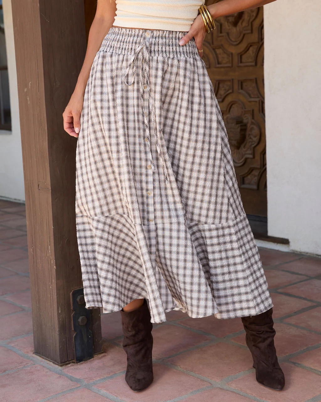 Almost Noon Plaid Midi Skirt | VICI