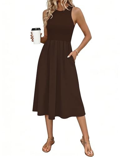 Naggoo Women's Sleeveless Dress Summer Casual Flowy Sundress Knit Tank Top Racerback Midi Dresses... | Amazon (US)