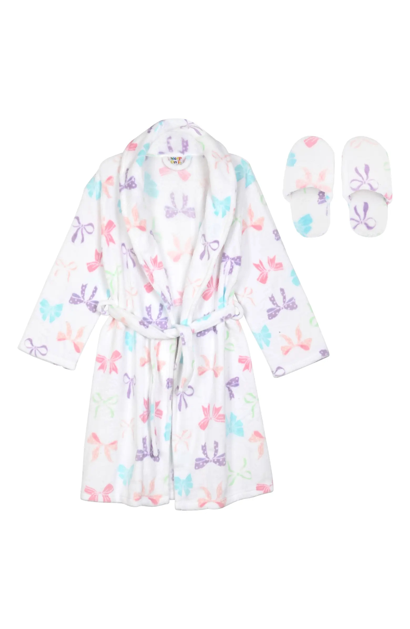 SLEEP ON IT Kids' Fleece Flannel Robe & Slipper Set | Nordstromrack | Nordstrom Rack