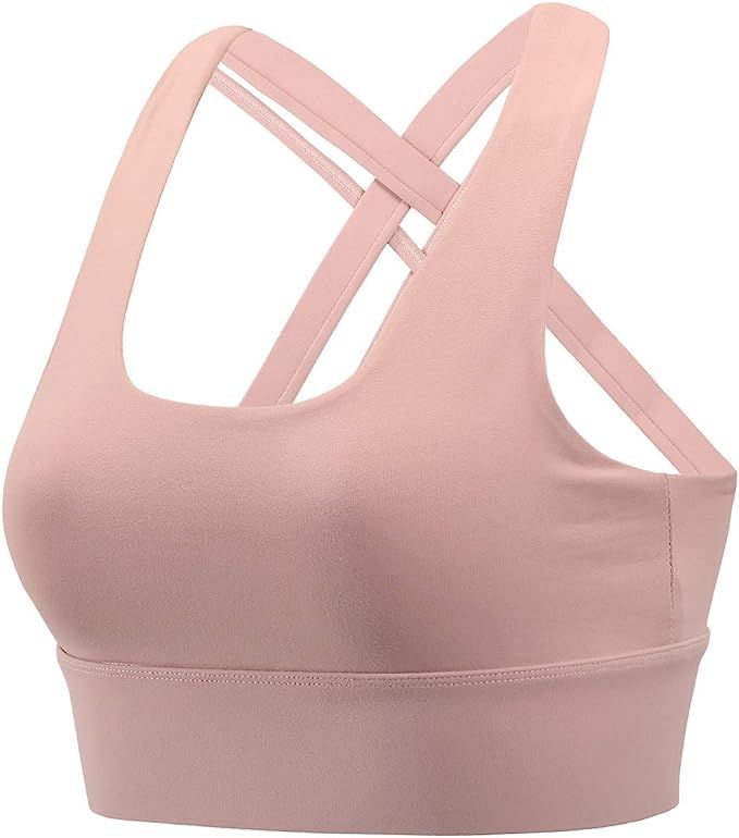 Sports Bras for Women, Women's Seamless Cross Back Strappy High Impact Support Padded Workout Run... | Amazon (US)