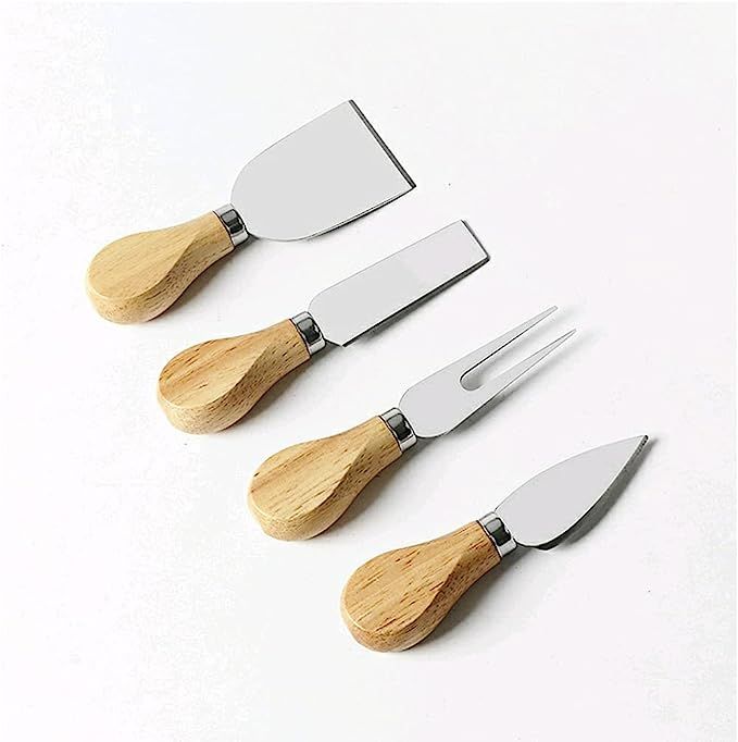 4 Pieces Set Cheese Knives Set with Wood Handle, Stainless Steel Cheese Slicer / Cheese Cutter (C... | Amazon (US)