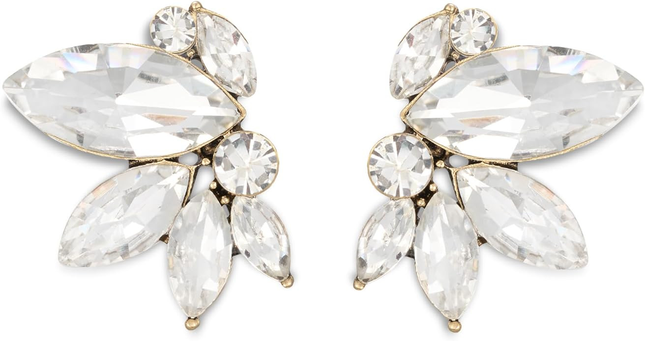 SWEETV Sparkly Rhinestone Stud Earrings for Women, Crystal Wedding Bridal Earrings for Brides,Clu... | Amazon (US)