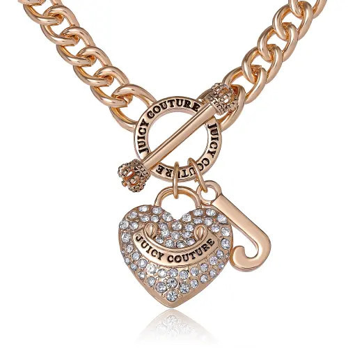 Juicy Couture Gold-Tone Heart and Logo Toggle Charm Necklace at Nordstrom | Nordstrom
