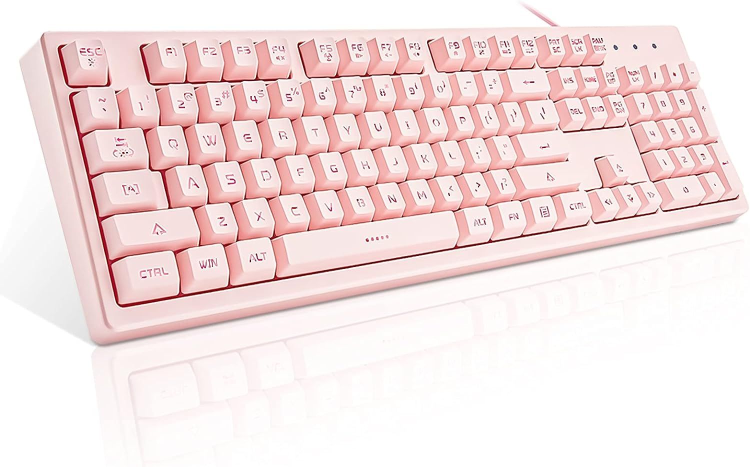 Basaltech Pink Keyboard with 7-Color LED Backlit, 104 Keys Quiet Silent Light Up Keyboard, 19-Key... | Amazon (US)