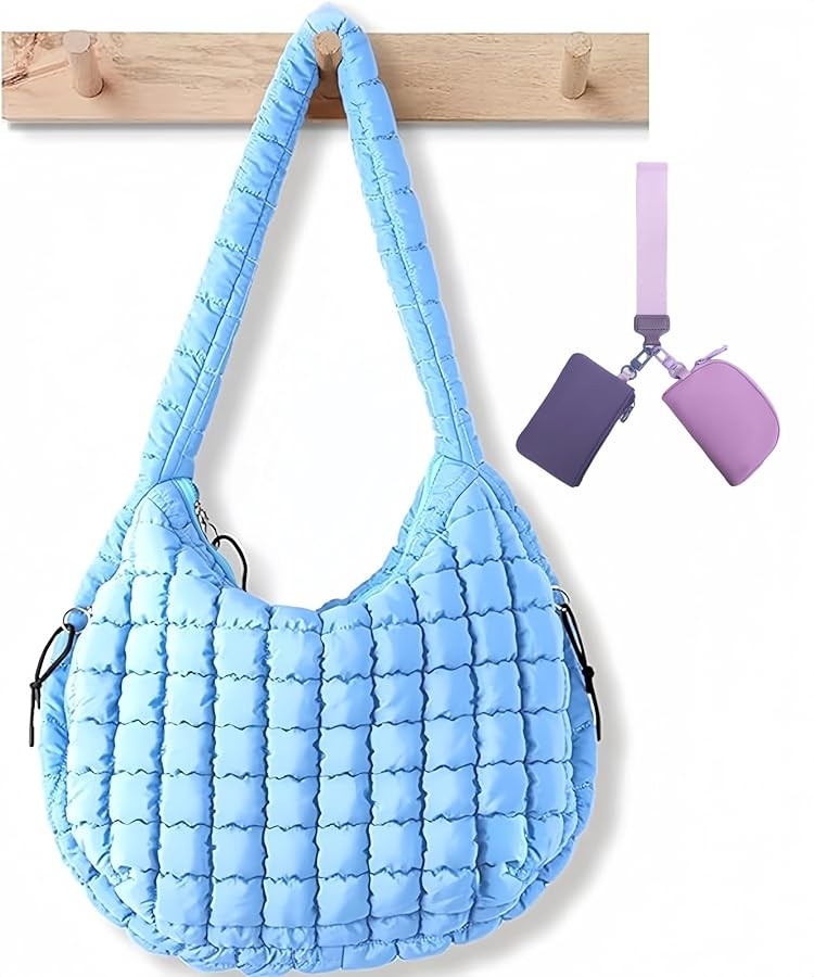 Puffy Quilted Crossbody Bags for Women Large Puffer Tote Bag for Women Free People Bubble Carryal... | Amazon (US)
