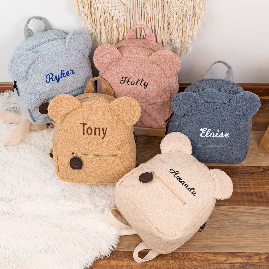 Teddy Bear Toddler Backpack Custom Travel Backpack - Etsy | Etsy (US)