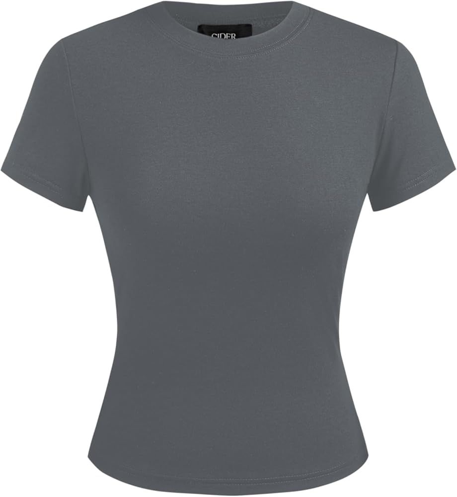 CIDER Round Neckline Knit Short Sleeve Top | Amazon (US)