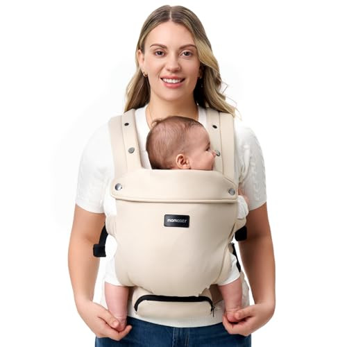 Momcozy Newborn Baby Carrier - Ergonomic, Cozy and Lightweight Carrier for 7-24lbs, Adjustable Neck Support with Sunshield, Breathable Airmesh Perfect for Summer Outing, Khaki | Amazon (US)
