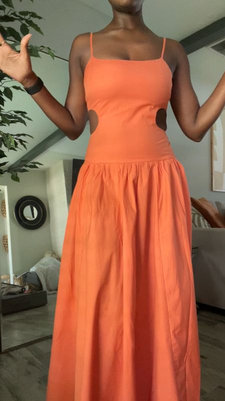 Summer dress on sale! Orange drop waist cut out maxi dress and multi color straw purse  

#LTKItBag #LTKSaleAlert #LTKVideo