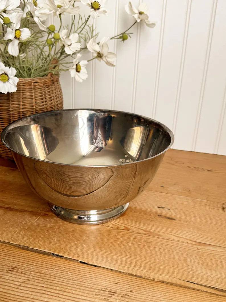 Vintage Silver Plated Patina Pedestal Bowl, Paul Revere Reproduction, Oneida Silver Co. - Etsy | Etsy (US)