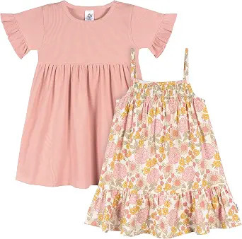 Gerber Girls' Toddler Short-Sleeve and Sleeveless Dress Set | Amazon (US)