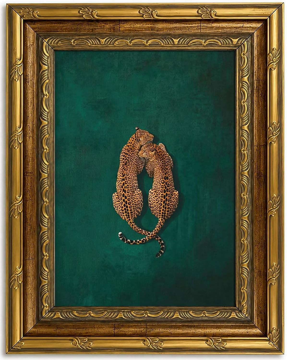 Gold Framed Emerald Cheetah Wall Art, Safari Canvas Print, 11x9 | Amazon (US)