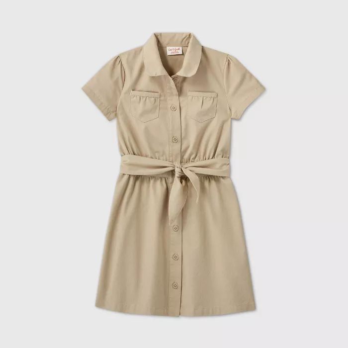 Girls' Short Sleeve Uniform Safari Dress - Cat & Jack™ Khaki | Target