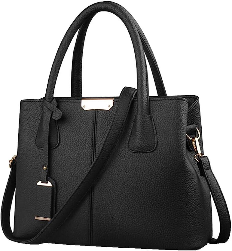Stylish Women Pu Leather Vertical Utility Top Handle Handbag Satchel Tote Purse Bag | Amazon (US)
