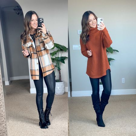 Cyber Monday Amazon Fashion Deals!  Shacket and tunic sweater are on sale.  I linked the amazon version for the faux leather leggings and boots.  

#LTKunder50 #LTKCyberweek #LTKstyletip