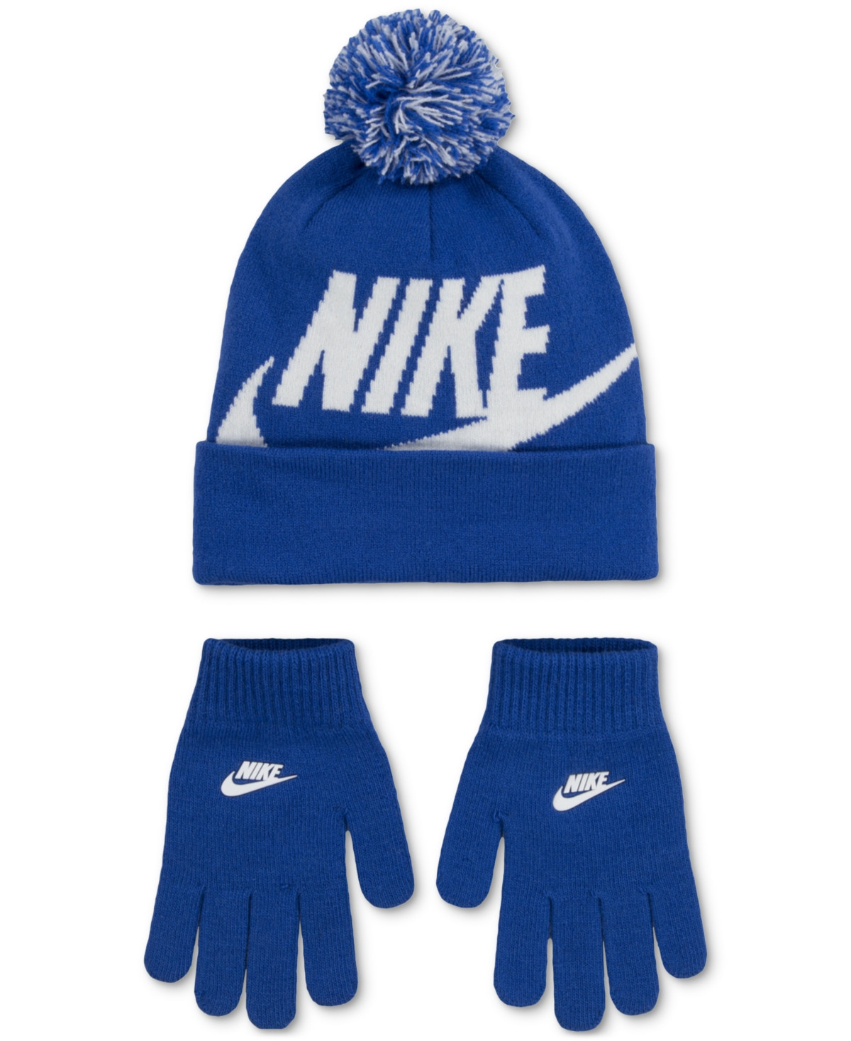 Nike Big Boys 2-Piece Swoosh Beanie and Gloves Set - Game Royal | Macy's