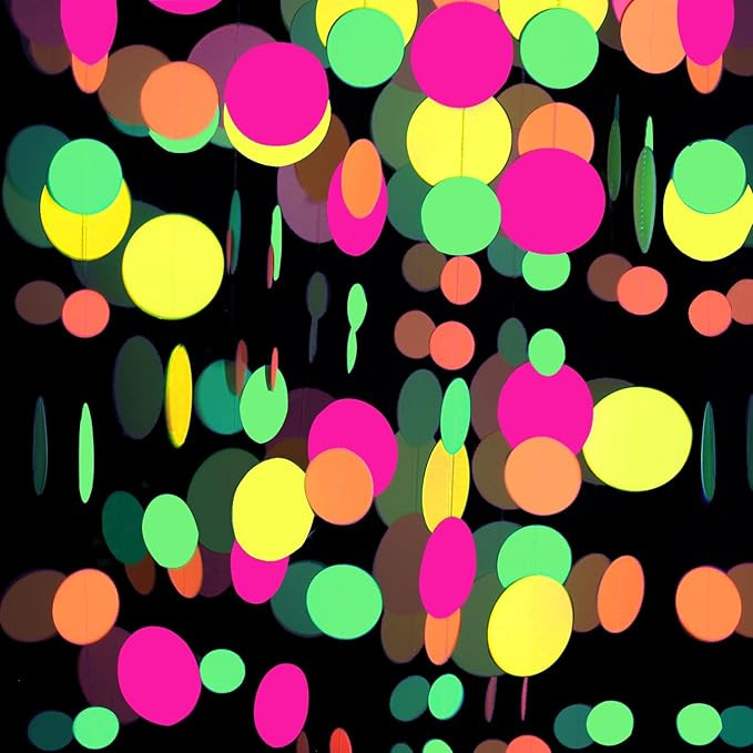 110feet Paper UV Round Neon Garland Neon Streamers Black Light Decorations for Glow Party Supplie... | Amazon (US)