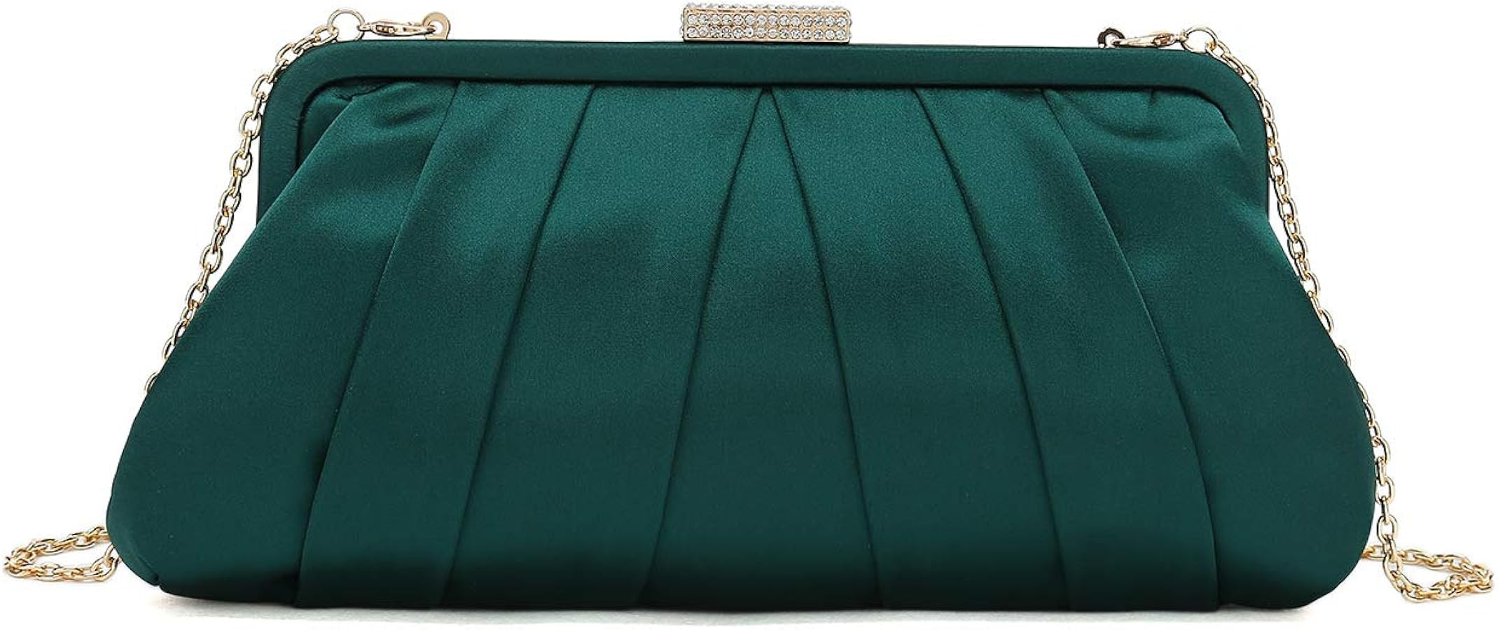 CHARMING TAILOR Classic Pleated Satin Clutch Bag Diamante Embellished Formal Handbag for Wedding/... | Amazon (US)