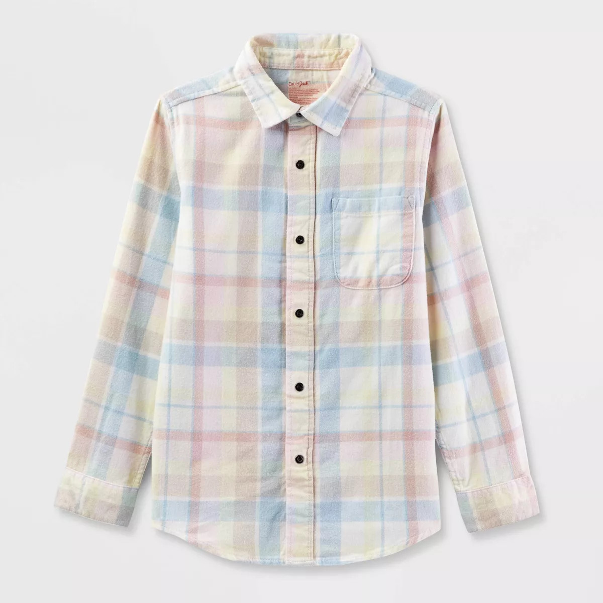 Boys' Adaptive Long Sleeve Plaid Woven Top - Cat & Jack™ Pink/Cream | Target