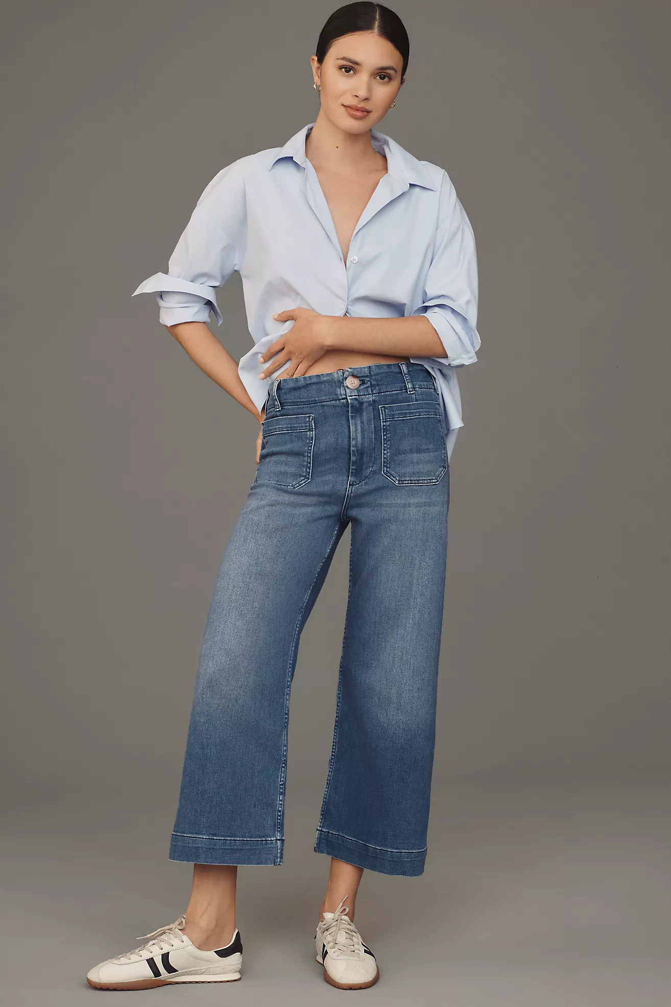 The Colette Denim Cropped Wide-Leg Jeans by Maeve | Anthropologie (US)