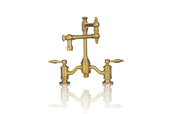 Ornate Natural Unlacquered Brass Deck Mount Bridge Faucet Dual - Etsy | Etsy (US)