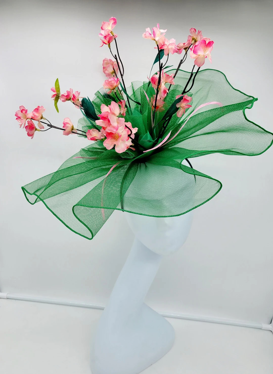 Green and Pink Kentucky Derby Hat, Green Fascinator, Mardi Gras, Race Hats, Church, Photoshoot, S... | Etsy (US)