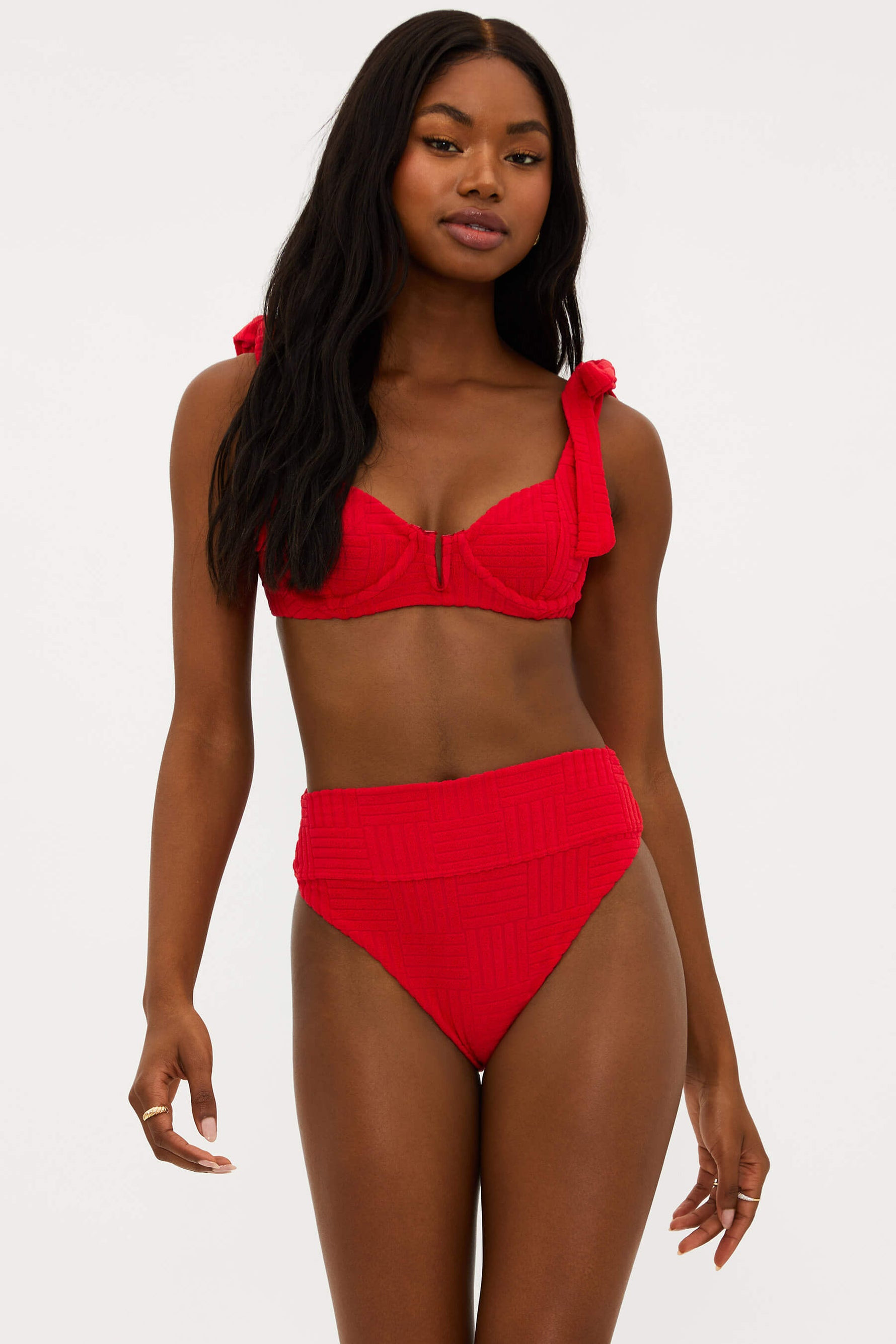Highway Bottom Cherry Terry | High Waisted Bikini | Beach Riot | Beach Riot