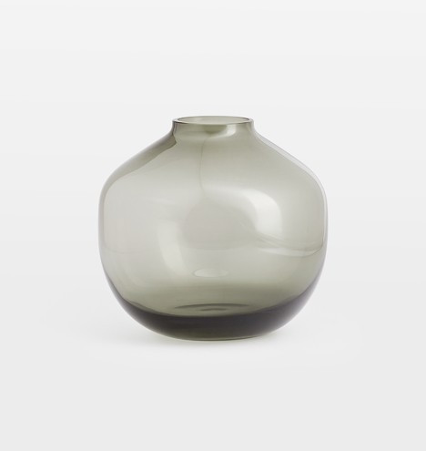 Audrey Low Round Smoke Glass Vase | Rejuvenation
