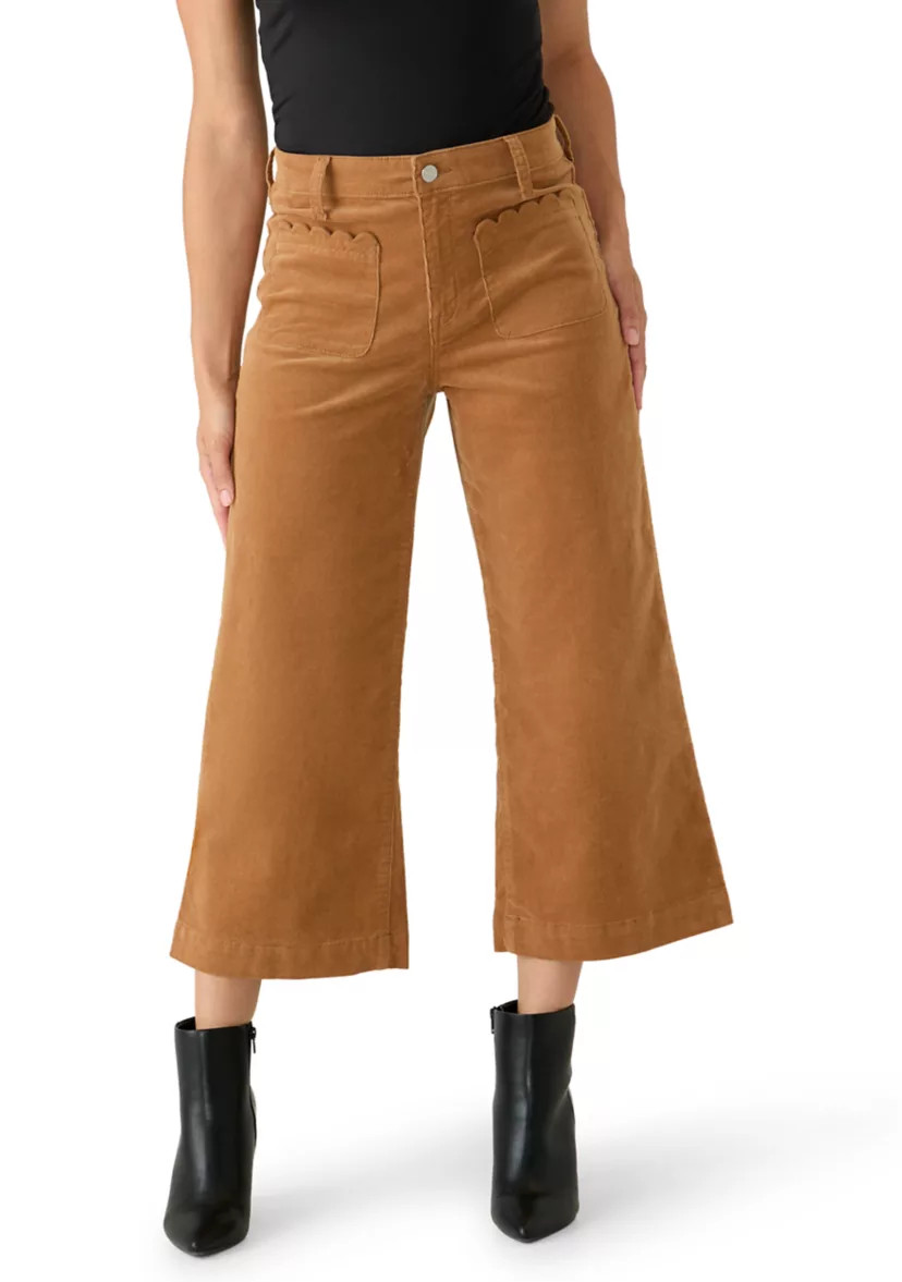Petite Corduroy Wide Leg Cropped Pants | Belk
