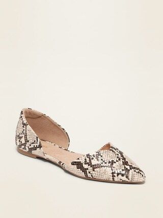 Faux-Snakeskin D'Orsay Flats for Women | Old Navy (US)