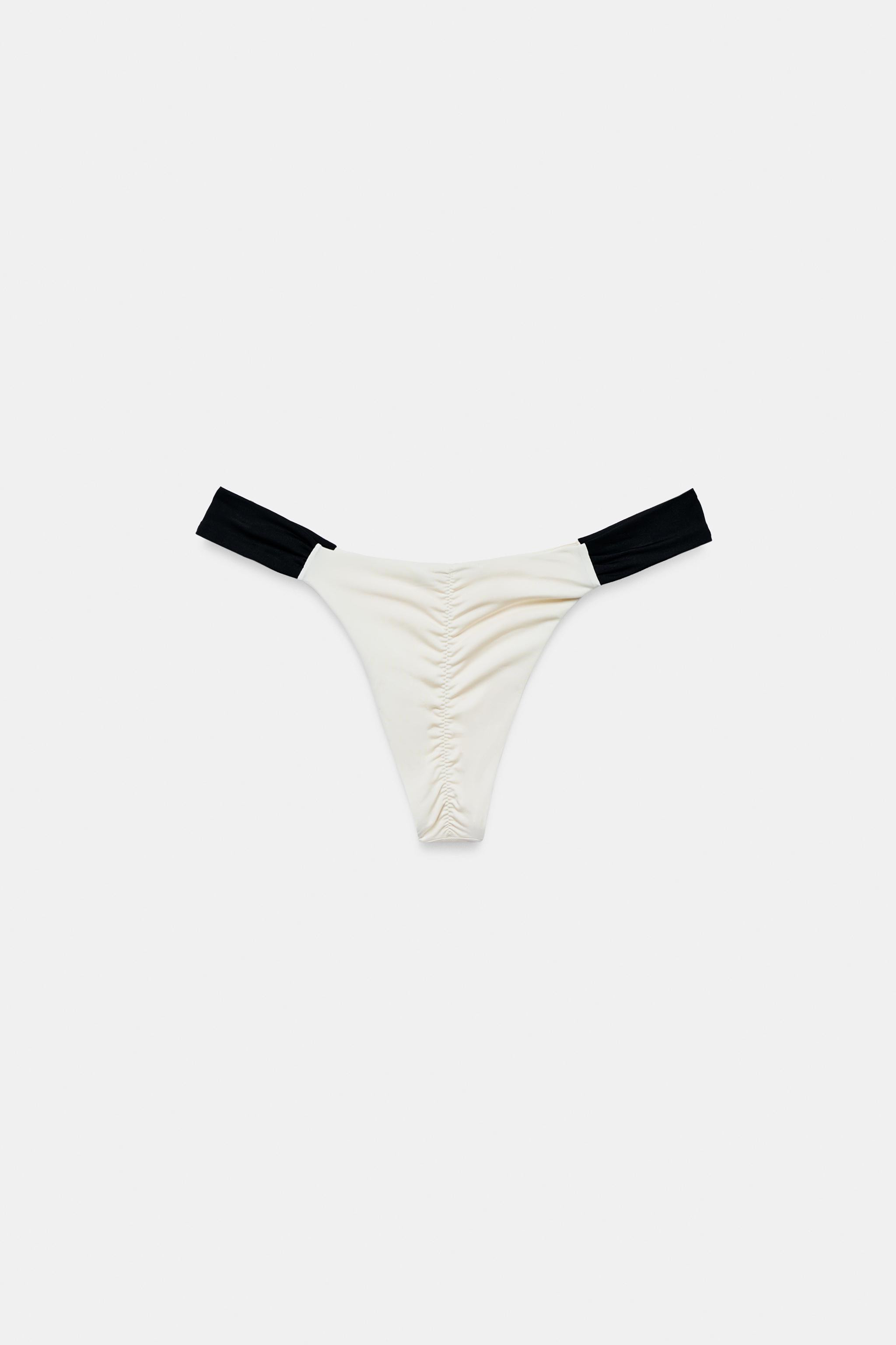 CONTRAST RUCHED BIKINI BOTTOMS | Zara UK