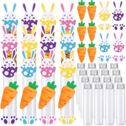 Honeydak 16 Set Easter Candy Containers Easter Egg Rabbit Carrot Felt 4 oz Clear Plastic Test Tub... | Amazon (US)
