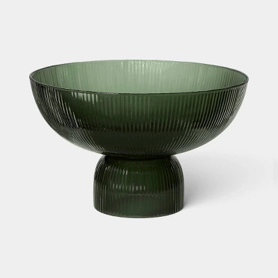 9.69" Ribbed Glass Pedestal Bowl Green - Threshold™ | Target