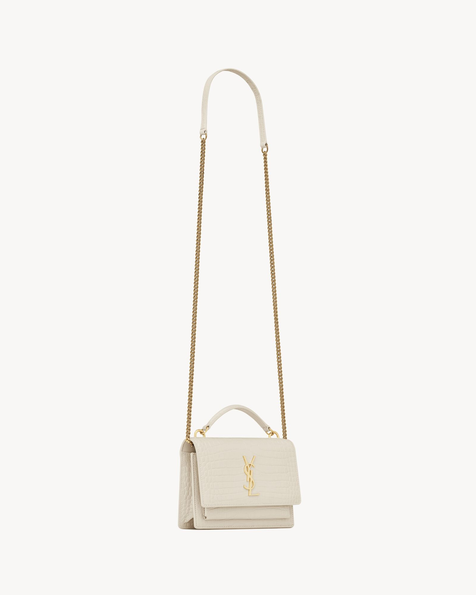 sunset chain wallet in crocodile-embossed shiny leather | Saint Laurent Inc. (Global)