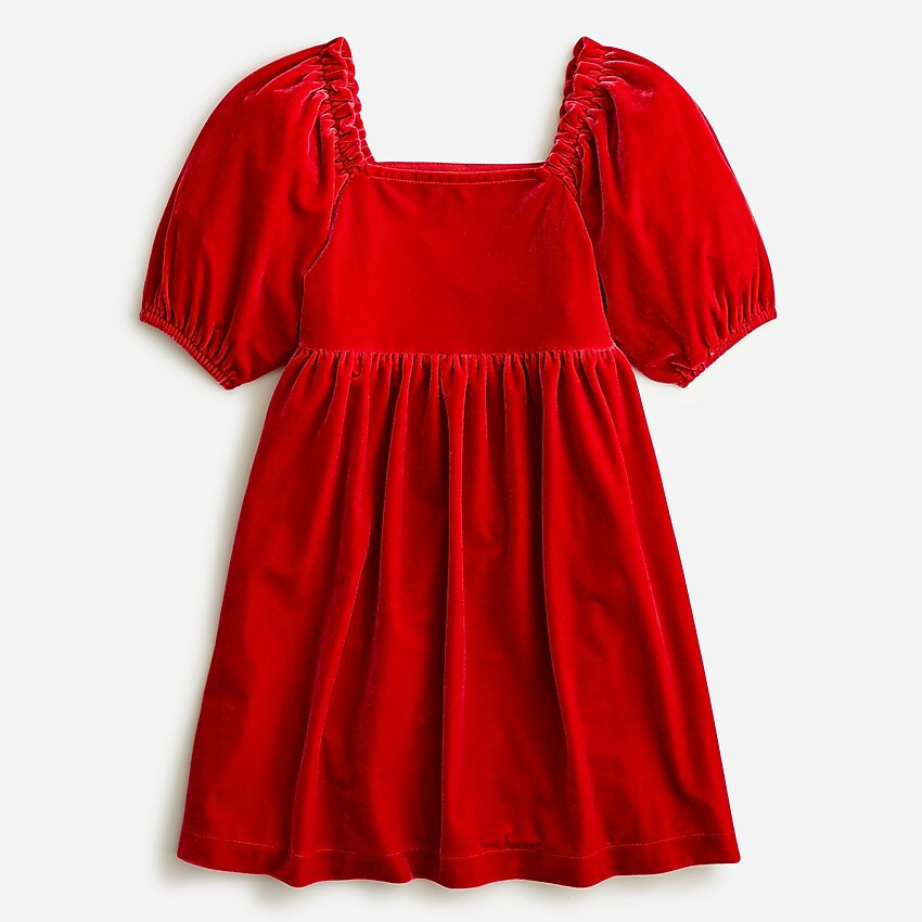 Girls' velvet puff-sleeve dress | J. Crew US