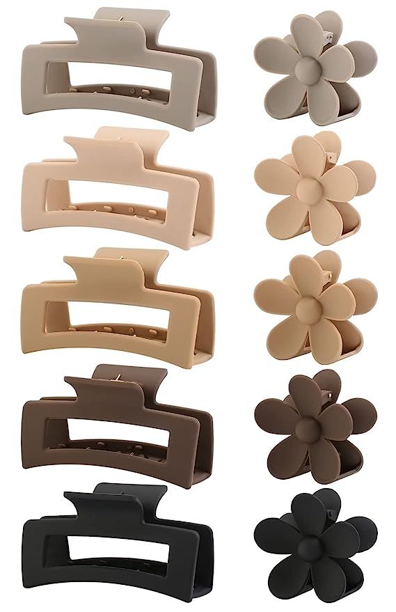 10 Pack Square Hair Clips, Claw Clips for Women & Girls, Durable Matte Non Slip Flower Claw Clips... | Amazon (US)