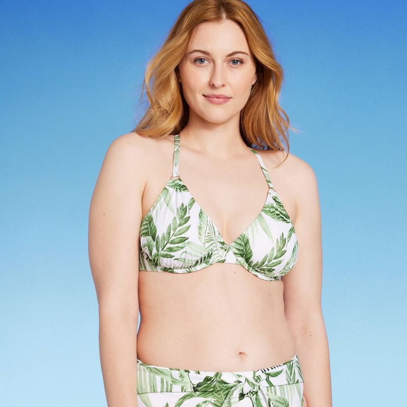Women's Shirring Hardware Underwire Bikini Top - Shade & Shore™ Multi Green | Target