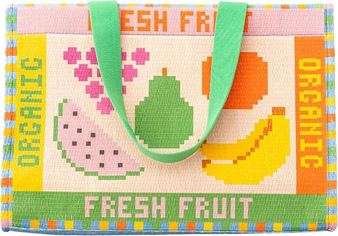 ban.do Rattan Market Bag with Handles for Groceries, Colorful Straw Purse/Handbag with Zipper Poc... | Amazon (US)