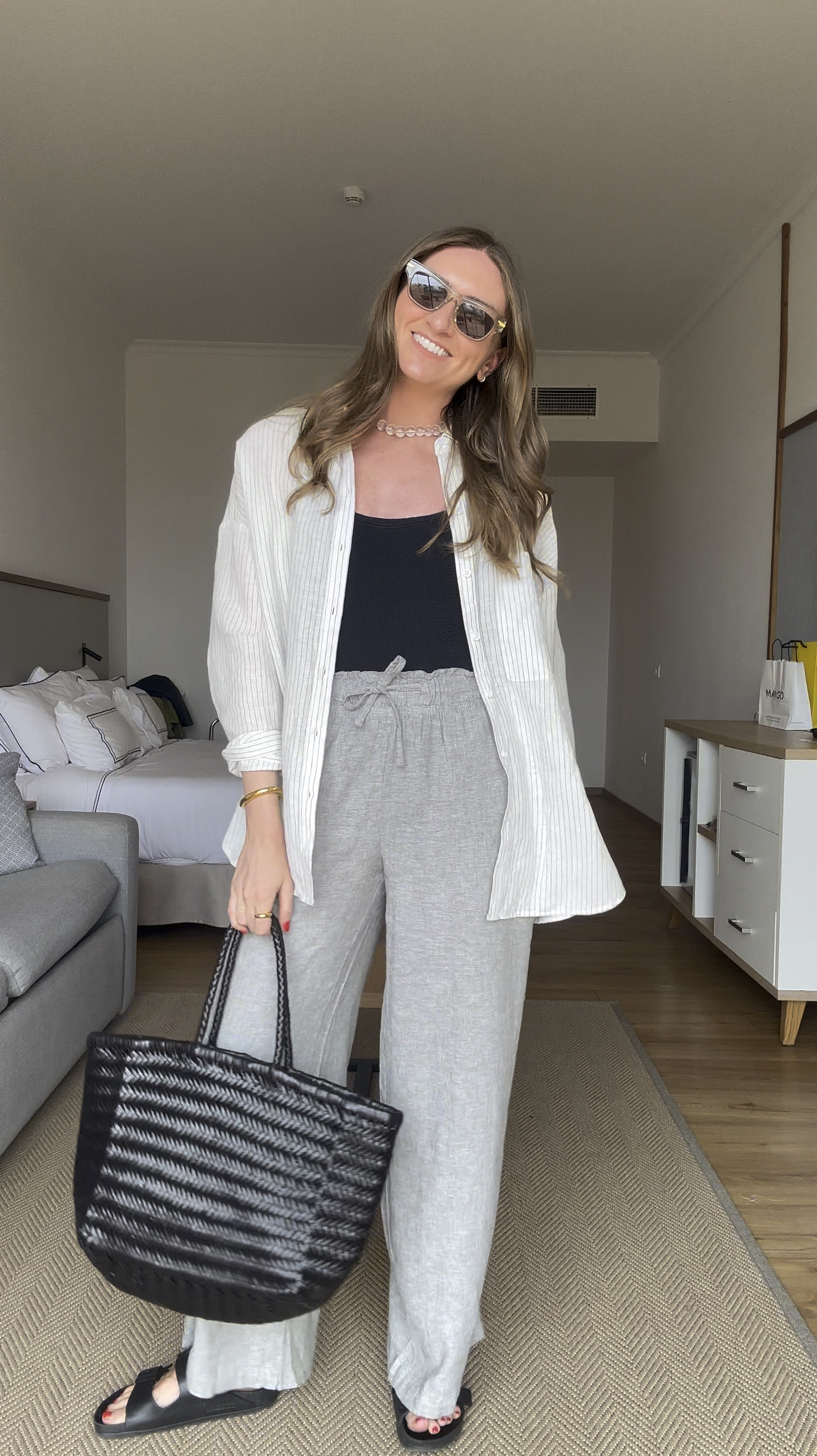 Holiday daytime look 
Black Hunza G swimsuit 
John Lewis striped linen shirt (I’m wearing a size 12)
Matalan line blend trousers, I’m wearing a size 8. I’m 5ft 6 
Birkenstock Eva Arizona sandals 
Dragon diffusion black Trimble jump bag 
Bottega sunglasses


Holiday outfit, daytime look, poolside outfit, beach look, swimwear, linen, wardrobe essentials 

 

#LTKeurope #LTKuk #LTKsummer